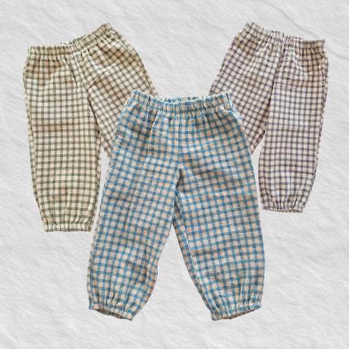 Linen baby pants Gingham Cotton Linen Blend Handmade Boho Baby Clothes Cottagecore Toddler Outfit Plaid Vintage Style Summer Check Pants