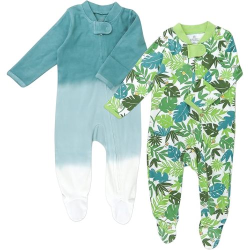 HonestBaby Baby Sleep N' Play One-Piece Zip-Front Footed Organic Cotton Pajama Sleeper