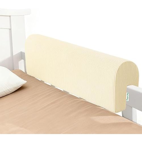 Bed Rail Bed Bumpers for Toddlers - Safety Guards for Cribs & Bunk Beds, High-Density Foam 35.5"x5.5"x7.8" (Beige)