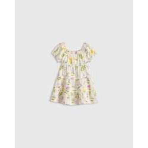 Girl's 100% Organic Cotton Poplin Tiered Dress in Wildflower Botanical