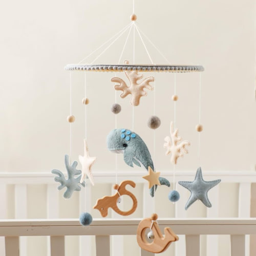 let's make Crib Mobile for Baby Boys Girls Ocean Whale Nursery Mobile Gender Neutral Baby Mobile Handmade Ceiling Mobile Best Gifts for Christmas Birthday Baby Shower