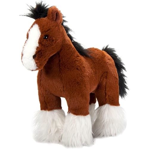 The Petting Zoo Standing Clydesdale Horse Stuffed Animal Plushie, Gifts for Kids, Wild Onez Barnyard Animals, Brown Horse Plush Toy, 12 inches