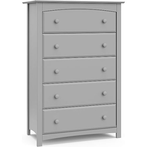 Storkcraft Kenton 5 Drawer Dresser (Pebble Gray) – GREENGUARD Gold Certified, Dresser for Kids Bedroom, Includes Safety-Focused Interlocking Drawer System
