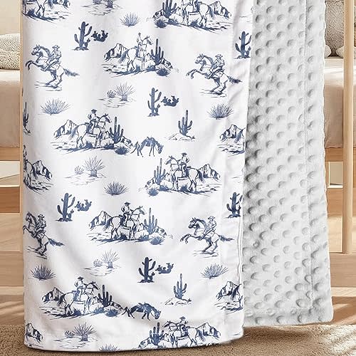 Tegeme Western Baby Blanket Cowboy for Boys Girls Nursery Room Decor, 30 x 40 Inches Soft Baby Receiving Blankets, Warm Lightweight Nursery Western Stuff for Newborn Toddlers Son Daughter