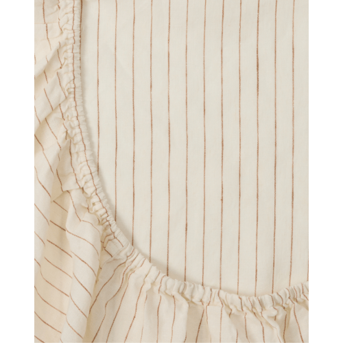Ginger Striped Linen Cot Sheet