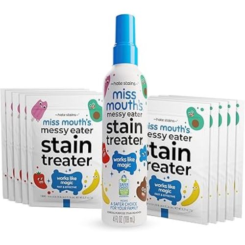 Miss Mouth's Messy Eater Stain Treater Spray - 4oz & 10 Wipes Stain Remover - Newborn & Baby Essentials - No Dry Cleaning Food, Grease, Coffee Off Laundry, Underwear, Fabric