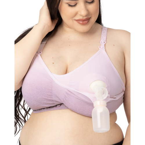 Kindred Bravely Sublime Sports Pumping Bra Hands Free | Nursing Bras for Breastfeeding and Pumping F,G,H,I Cup (Ombre Purple, 2X-Busty)