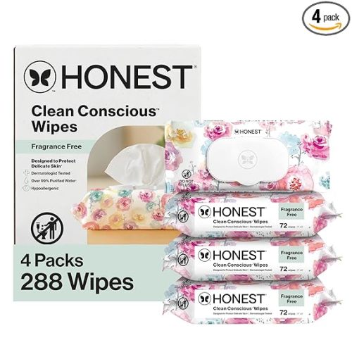 The Honest Company Hypoallergenic Multi-Use Baby Wipes for Sensitive Skin, Rose Blossom, 288 Count