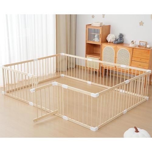 Baby Playpen Fence Yards,Playpen Play Pens for Babies and Toddlers,Toddler Playpen,Large Baby Playpen Wooden (180x240x61 CM)