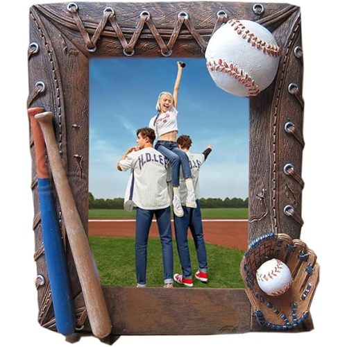 Handmade Photo Frame 3D Baseball Sports Frame Birthday Gifts for Men,Women,Athletes,Coaches,Teams (Brown)