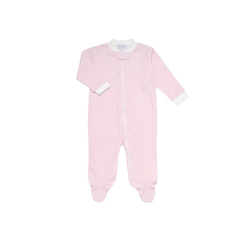 Pink Gingham Zipper Footie