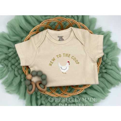Embroidered Chicken New to the Coop Bodysuit Pregnancy Announcement, Chicken Bodysuit, Chicken Baby Bodysuit, Farm Baby Announcement Gift - Etsy