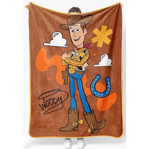 Jay Franco Plush Throw Blanket – 46" x 60" Inches Kids Hero Soft & Cozy Fleece Throw for Bedroom & Couch Décor, Official Licensed Product, Brown - Toy Story Woody