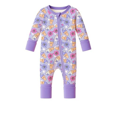 ITSY BITSY BOUTIQUE Viscose Bamboo Baby Pajamas - Boys and Girls Footie Sleeper Convertible 2-Way Zipper Sleeper