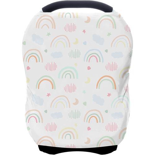 Car Seat Covers for Babies - Multi- use Nursing Carseat Canopy, Breastfeeding Covers, Baby Shower Gifts for Boys and Girls (Rainbow)