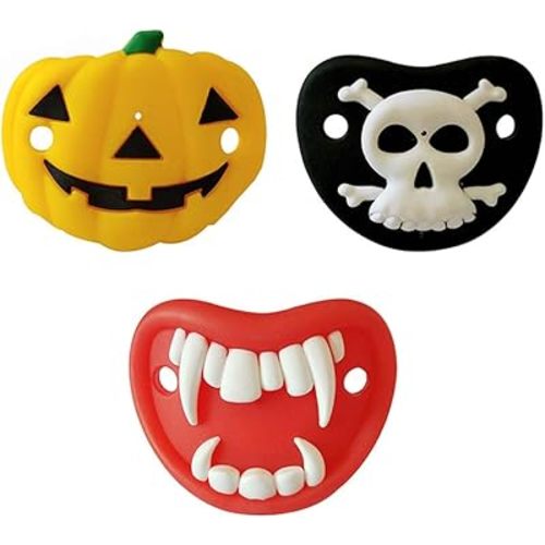 TOYANDONA 3pcs Baby Pacifiers Halloween Elements Design Pumpkin Skeleton Vampires Fangs Shaped Pacifier for Baby Toddlers Infants