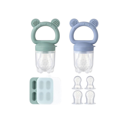 Amazon.com: 2 Pack Silicone Baby Fruit Feeder with Mini Freezer Tray, Breastmilk Popsicle Molds for Baby Teething Relief, Fresh Food Feeder for Safe Infant Self Feeding, Extra Food Pouches