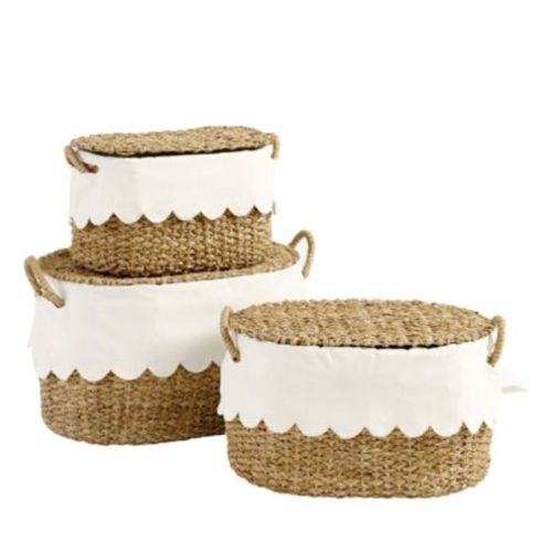 Bunny Williams Nesting Baskets with Scalloped Liner - Set of 3 | Ballard Designs