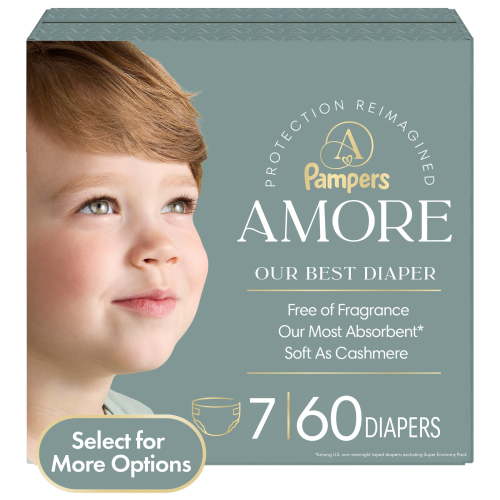 Pampers Amore Baby Diapers Size 7, 60 Count (Select for More Options)