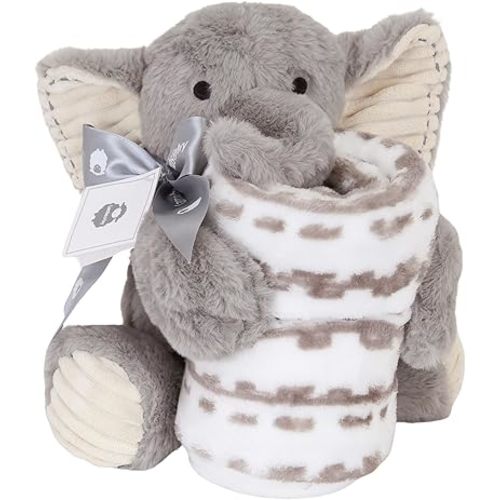 Lambs & Ivy Blanket & Plush Luxury Newborn Baby Gift Set - Gray Elephant