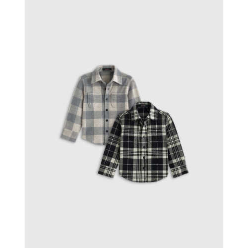 Stretch Sweater Fleece Shirt 2-Pack - Baby in Taupe Buffalo/Black Check