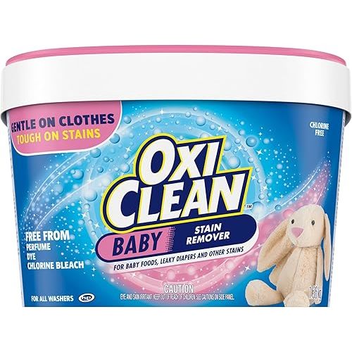 OxiClean All-Purpose Baby Enzyme Stain Remover Powder for Cloth Diapers, Bedding, Blankets, and Upholstery - Colour Safe, Chlorine Bleach, Fragrance Free, 1.36 kg