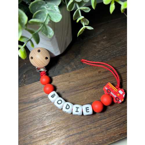 Pacifier clip/Baby/Gift/Firetruck/Personalized
