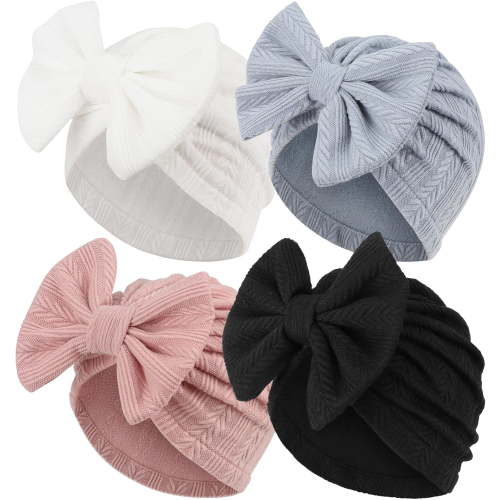 Newborn Baby Girl Hats with Bow Toddler Infant Beanie Cap Newborn Hospital Hats for Baby Girl Kid 3-12 Months