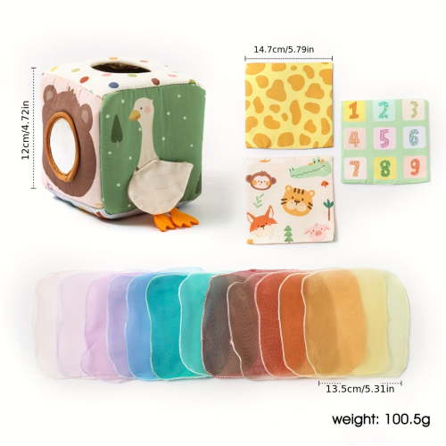 SIYTUAU Baby Tissue Box Toy With Soft Bed Design For Christmas Halloween Safe Play Infant Toddler Educational Fun Activity