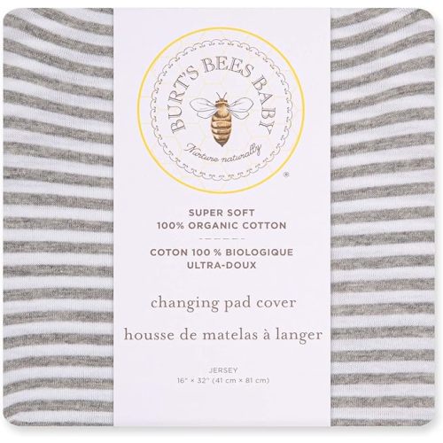 Burt's Bees Baby Unisex Baby Gift Set - Crib Sheet, Changing Pad Cover, 100% Organic Cotton Essentials Bundle