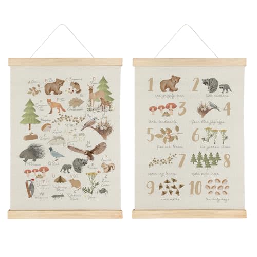 Qvapt Animals Nursery Animal Wood Poster Hanger 16×24,Wild Animal Alphabet Poster Hanger Frame,ABC Canvas Wall Art,Wild Animal Nursery Decor,Set Of 2