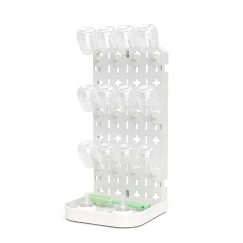 Baby Bottle Drying Rack Bottle Dryer Rack for 12 Bottle Drying Rack Space Saving Kitchen Countertop Vertical Cup Drainer Rack Detachable Baby Bottle Storage Organizer Accessory Pump Part Dryer Rack