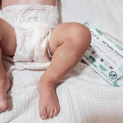Pura Size 5 Eco-Friendly Diapers (24-35 lbs) Totally Chlorine Free (TCF), Hypoallergenic, Soft Organic Cotton, Sustainable, up to 12 Hours Leak Protection, Allergy UK, 6 Packs of 20 (120 Diapers)