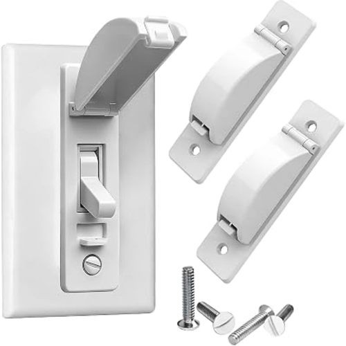 Light Switch Cover Guard, Child Proof Switch Guard 2 Pack for Toggle Switch, Prevent Kids from Turning Lights On/Off, Easy Install Wall Switch Protector (White)