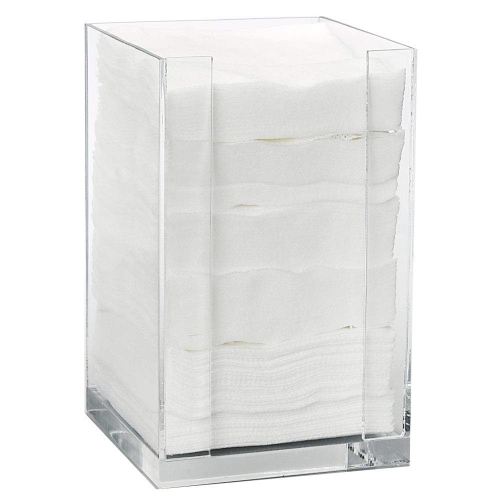 ForPro Square Pad Dispenser - Clear, Acrylic, Open Sides and Top Dispenser - Fits 4” x 4” Cotton Pads - 7” H x 4.25” W x 4.25” L