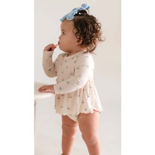 Infant Long Sleeve and Skirt Onesie in Hydrangea Dream – Silks
