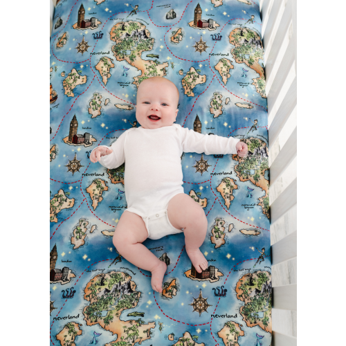 Neverland Map Bamboo Crib Sheet – Little Crowns & Capes