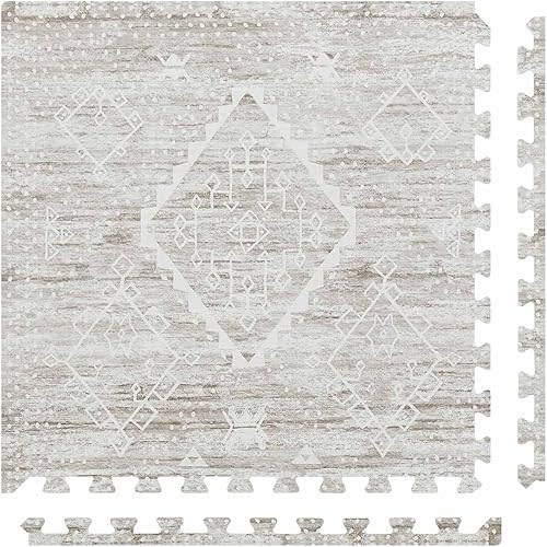 House of Noa Play Mat – 4x8 Driftwood Ula – Set of 8 Tiles – Cushioned EVA Foam Play Mat for Floor, Soft Interlocking Mats for Hard Floors
