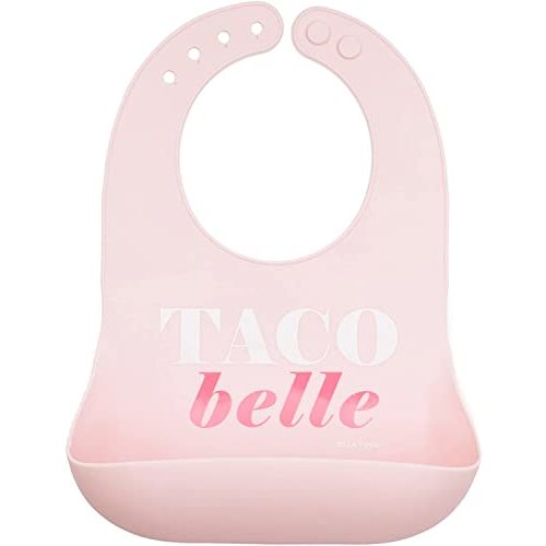 Bella Tunno Wonder Bib - Adjustable Silicone Baby Bibs for Girls, Durable and Waterproof BPA Free Silicone, Taco Bell