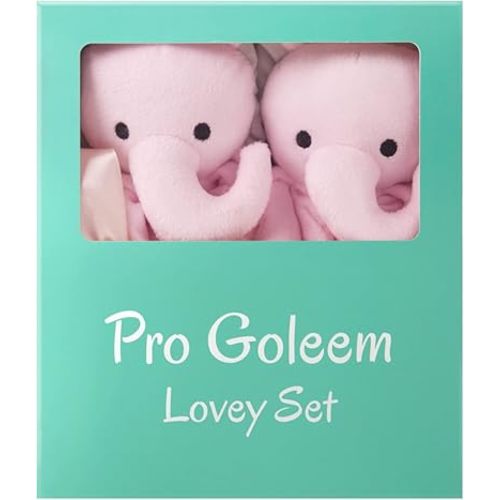 Pro Goleem Elephant Security Blanket Twin Baby Gifts Baby Snuggle Toy Lovey for Infant Girls Soft Lovie Pink, 2 Pack