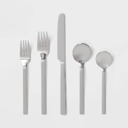 20pc Squared Straight Flatware Set Stainless Steel - Room Essentials™: Silverware Set, Service for 4, Dishwasher-Safe