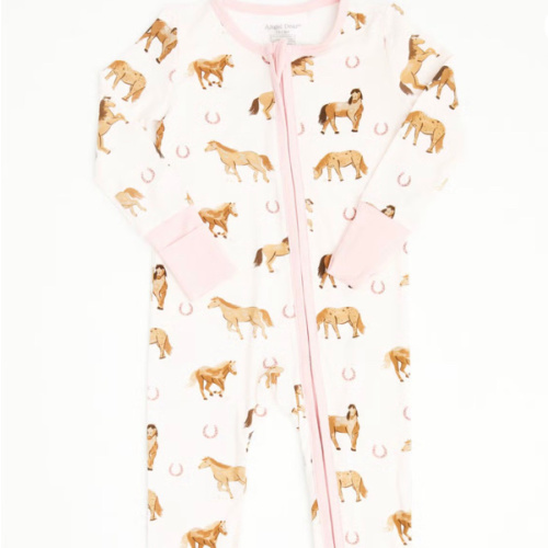 Angel Dear Infant Girls' Horse Print Footie Onesie