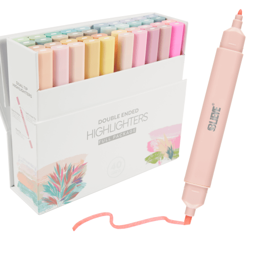 Bible Highlighters No Bleed, Dual Tip Full Package (40 Units)