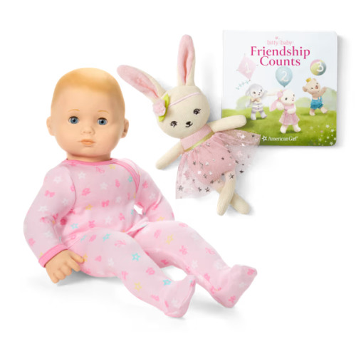 Bitty Baby® Doll #3 in Pastel Pink + Bunny Friend & Board Book