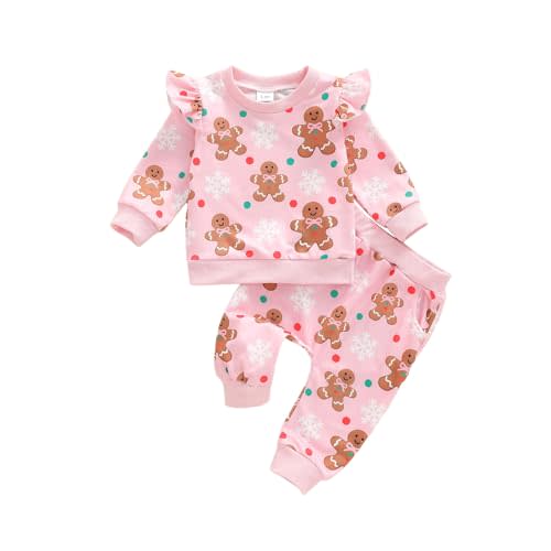BemeyourBBs Newborn Toddler Baby Girl Outfit Ruffle Shirt and Pants Clothes | Toddler Baby Girl Clothes for Fall Winter Spring, 2 Piece Set, Good for Gift, Holiday, Pototshoot and Daily, for 0-3 Years