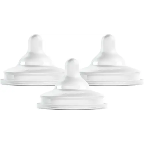 Boon Nursh Curve Silicone Baby Bottle Nipples - Platinum Food-Safe Silicone Bottle Nipples – Medium Flow Nipples for Baby Bottles - Baby Bottle-Feeding Supplies - 3 Count