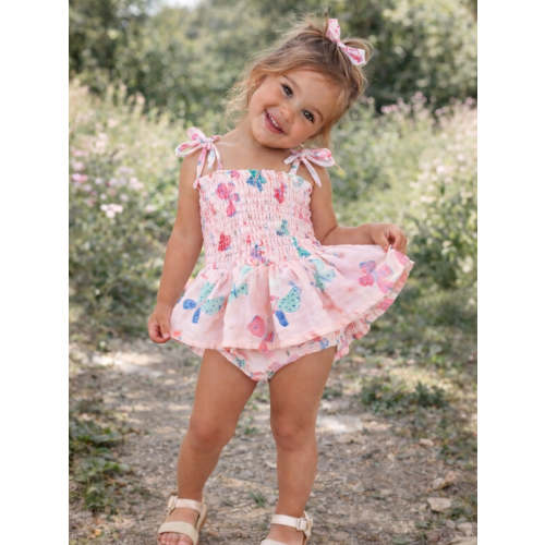 Whimsical Butterflies / Muslin Smocked Bubble w/ Skirt