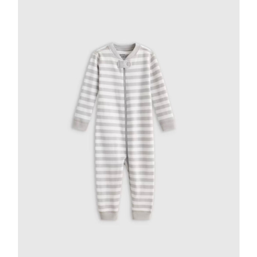 100% Organic Cotton One Piece Pajama - Baby in Grey Stripe