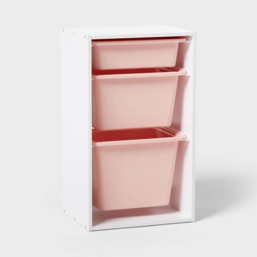 White Modular Multi-Bin Kids' Storage with Pink Bins - Pillowfort™