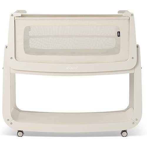 SnuzPod 5 Bedside Bassinet for Baby - Newborn bed with Zip Down Breathable Windows, Bedside Sleeper with Lift-Off Bassinet, Portable & Rocking Stand 3-in-1 Baby Cradle with Wheels & Mattress, Cashmere